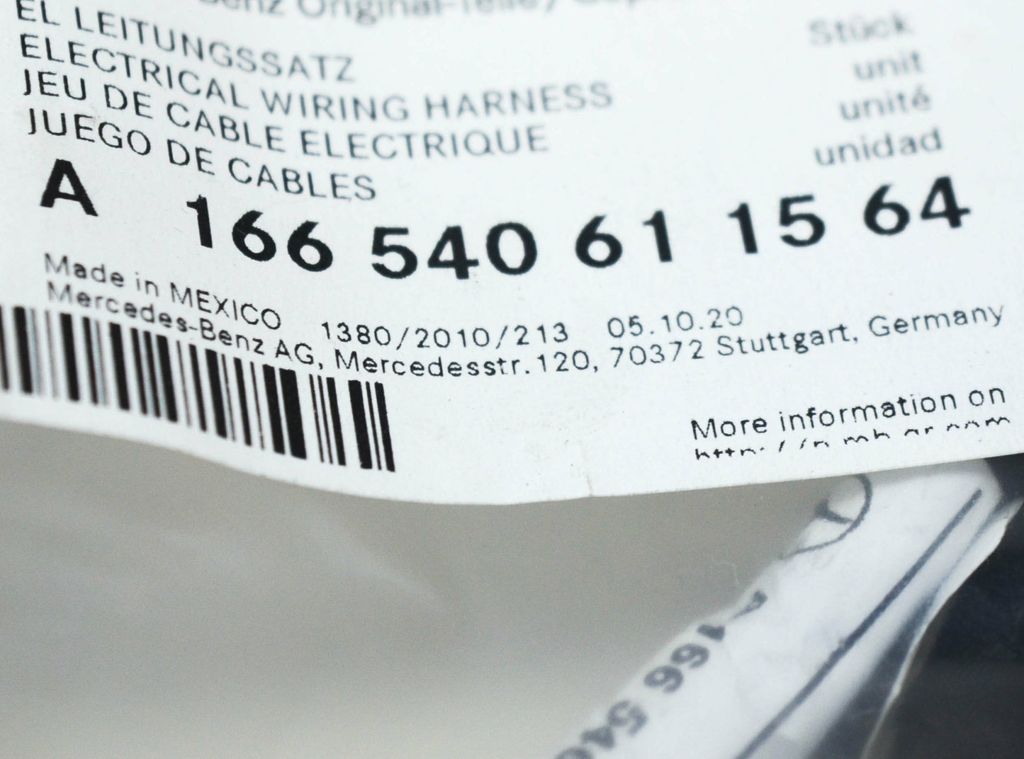 NEW MB ML W166 FRONT PARKTRONIC SYSTEM WIRING HARNESS A166540611564 ORIGINAL