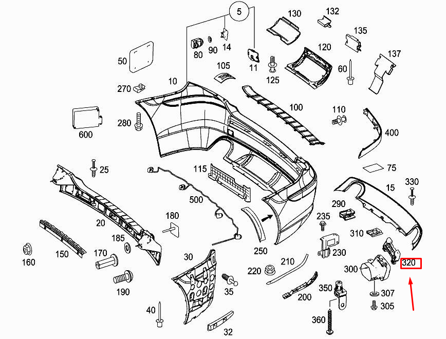 new mercedes-benz r w251 rear left bumper shield bracket a2518850914 original