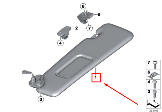 new bmw 6 gran coupe f06 front right sun visor 7294708 51167294708 original