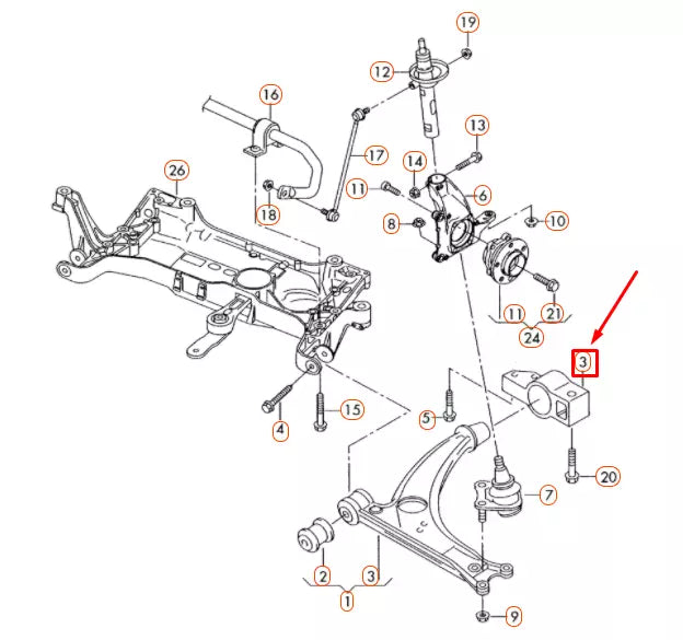 NEW AUDI TT 8J FRONT CONTROL ARM BRACKET 8J0199231