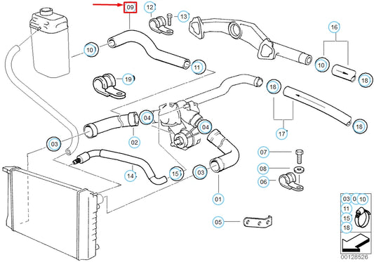 NEW BMW E31 E38 COUPE SEDAN COOLING SYSTEM WATER HOSE 11531741417 ORIGINAL