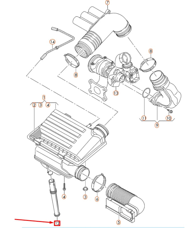 NEW AUDI A1 8X AIR FILTER WATER DRAINAGE HOSE 04E129637 ORIGINAL