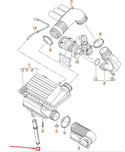 NEW AUDI A1 8X AIR FILTER WATER DRAINAGE HOSE 04E129637 ORIGINAL