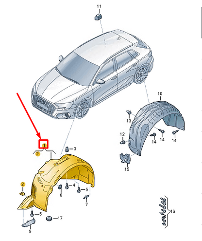 new audi a3 sportback 8y front left arch liner 8y0821171l original