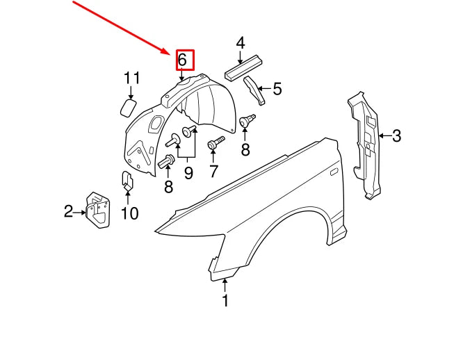 NEW AUDI A6 AVANT C6 FRONT LEFT INNER FENDER LINER 4F0821133T ORIGINAL