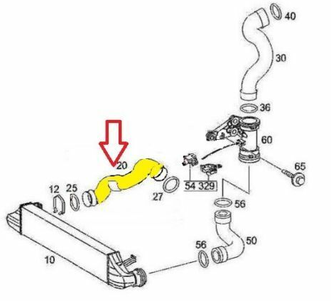 new mercedes-benz c w203 intercooler hose a2095281082 original