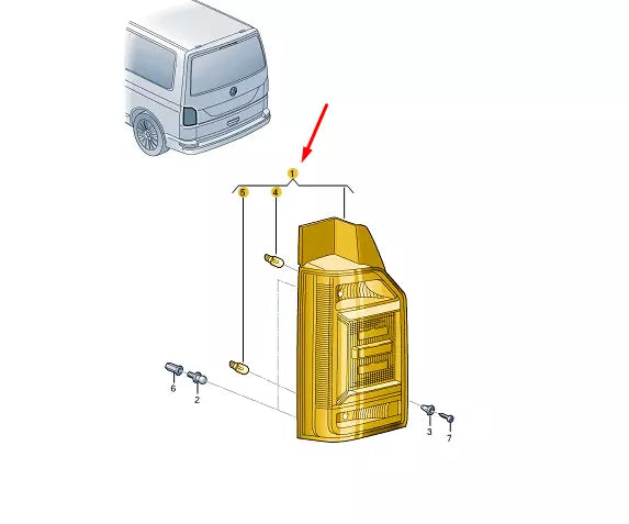 NEW VW TRANSPORTER T6 REAR RIGHT LED TAILLIGHT 7E0945208G ORIGINAL
