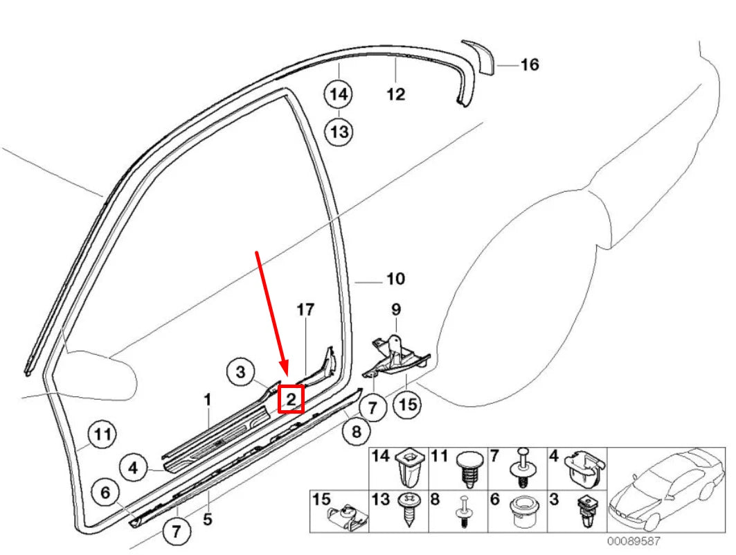 NEW BMW 3 E46 LEFT DOOR SILL TRIM 8204113 51478204113 ORIGINAL