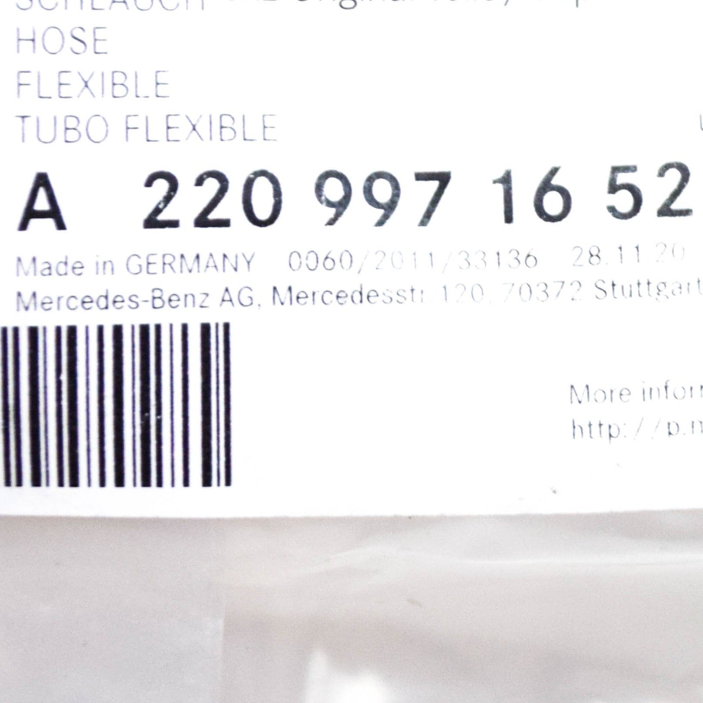 NEW MERCEDES-BENZ E W124 RIGHT OIL COOLER HOSE A2209971652 ORIGINAL