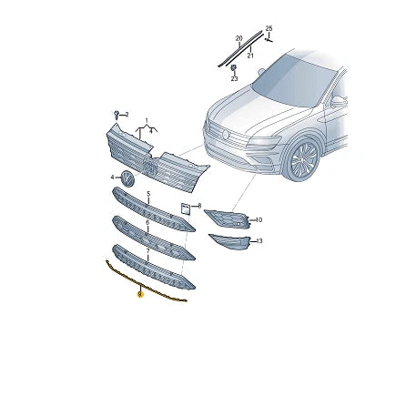 NEW VOLKSWAGEN TIGUAN AD1 FRONT BUMPER CENTER MOLDING 5NN8531012ZZ