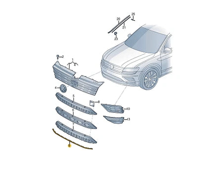 NEW VOLKSWAGEN TIGUAN AD1 FRONT BUMPER CENTER MOLDING 5NN8531012ZZ