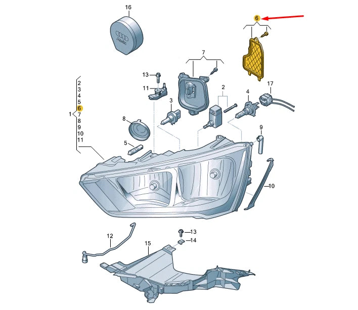 NEW AUDI A1 MK1 HALOGEN HEADLIGHT LEFT OUTER COVER CAP 8XA941159 ORIGINAL