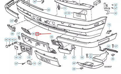 NEW BMW 5 E34 FRONT BUMPER LICENSE PLATE GRILLE 51118148821 8148821 GENUINE