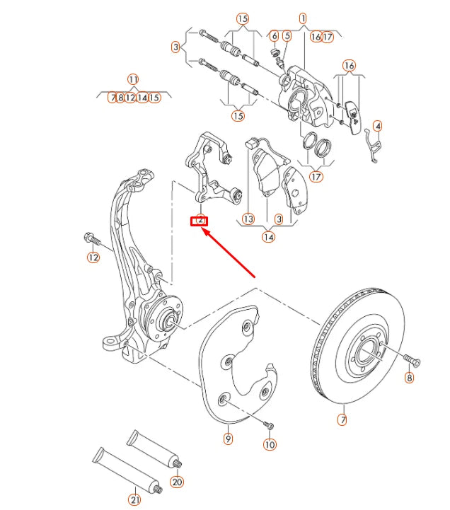 NEW AUDI A4 B8 FRONT BRAKE CALIPER CARRIER 8T0615125A ORIGINAL