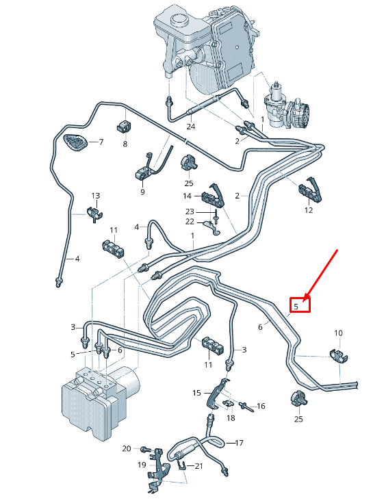 new audi a6 c8 left brake pipe from hydraulics to brake hose 4k0614725r original