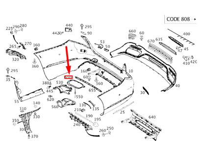 NEW MERCEDES-BENZ S W222 REAR BUMPER LOWER RIGHT TRIM A2228853000 ORIGINAL