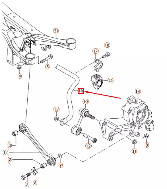 NEW VOLKSWAGEN GOLF 5K MK6 REAR ANTI-ROLL BAR 1K0511409BF ORIGINAL