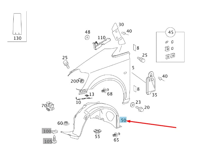 NEW MB VITO W639 FRONT RIGHT WHEEL HOUSING LINER COVER A6396843377 ORIGINAL