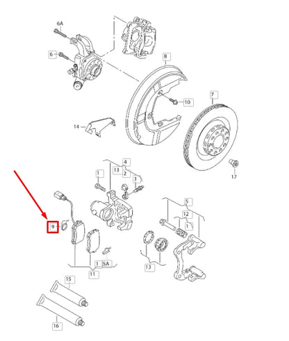 NEW VW PHAETON 3D REAR LEFT PARKING BRAKE ARM SPRING 8E0615295A ORIGINAL