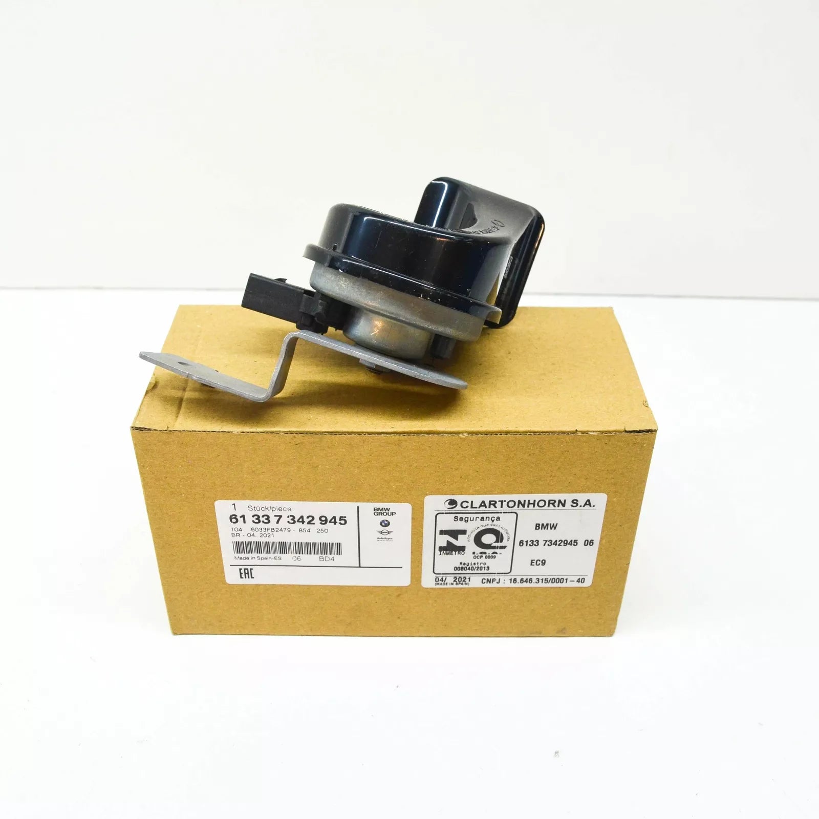 NEW BMW 3 F30 HIGH PITCH HORN FANFARE SIGNAL 61337342945 ORIGINAL