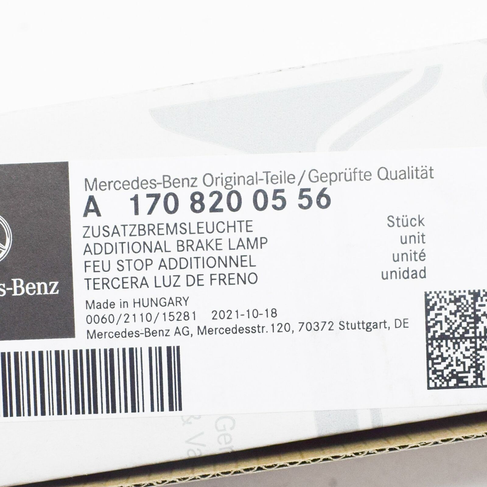 NEW MERCEDES-BENZ SLK R170 REAR THIRD BRAKE STOP LAMP A1708200556 ORIGINAL