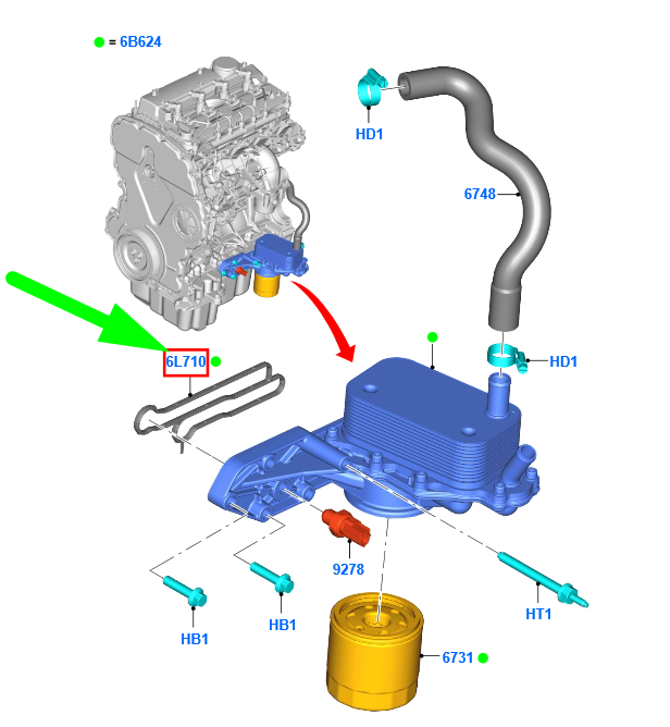 new ford transit mk4 oil cooler gasket 1835650 bk3q-6l710-aa original