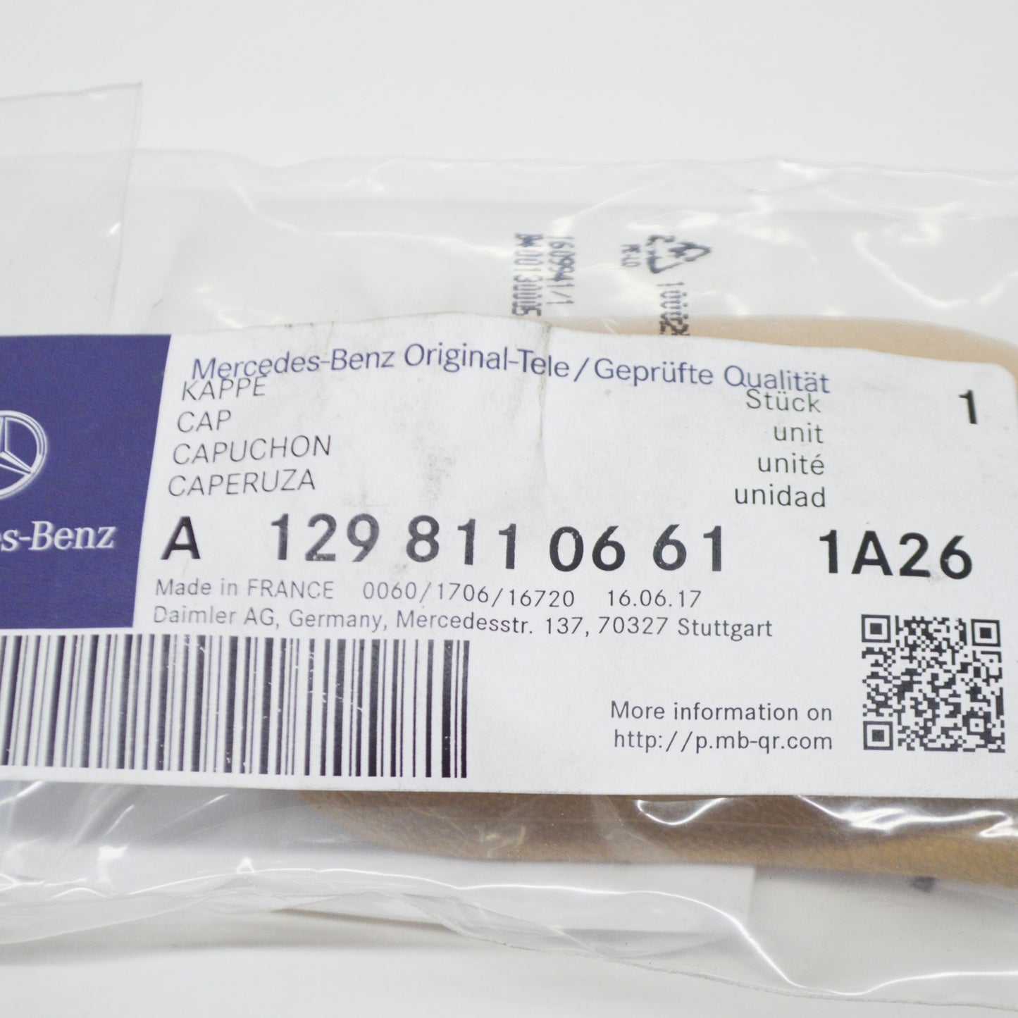 NEW MERCEDES-BENZ SL R129 RIGHT SUN VISOR MOUNT CAP A12981106611A26 ORIGINAL