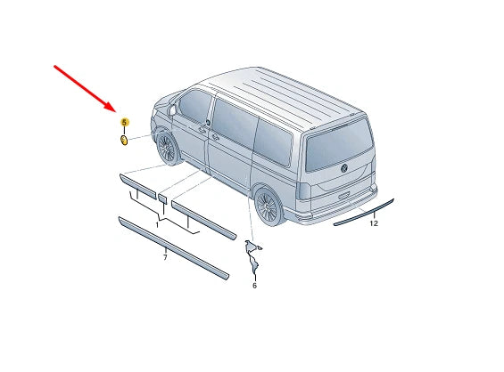 NEW VW TRANSPORTER T6 SELF-ADHESIVE BADGE 'PANAMERICANA' 7E0853688BBYY ORIGINAL
