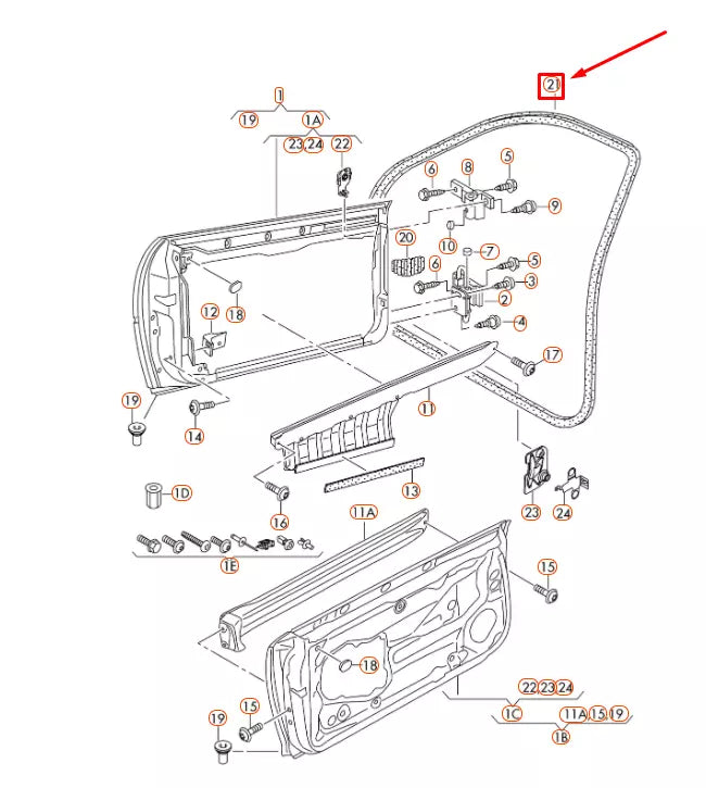 NEW AUDI A3 8P FRONT DOOR INNER SEAL 8P3831721K28P