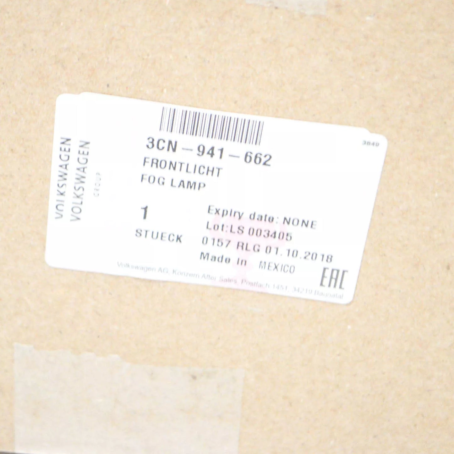 NEW VOLKSWAGEN ATLAS FRONT RIGHT FOG LIGHT 3CN941662