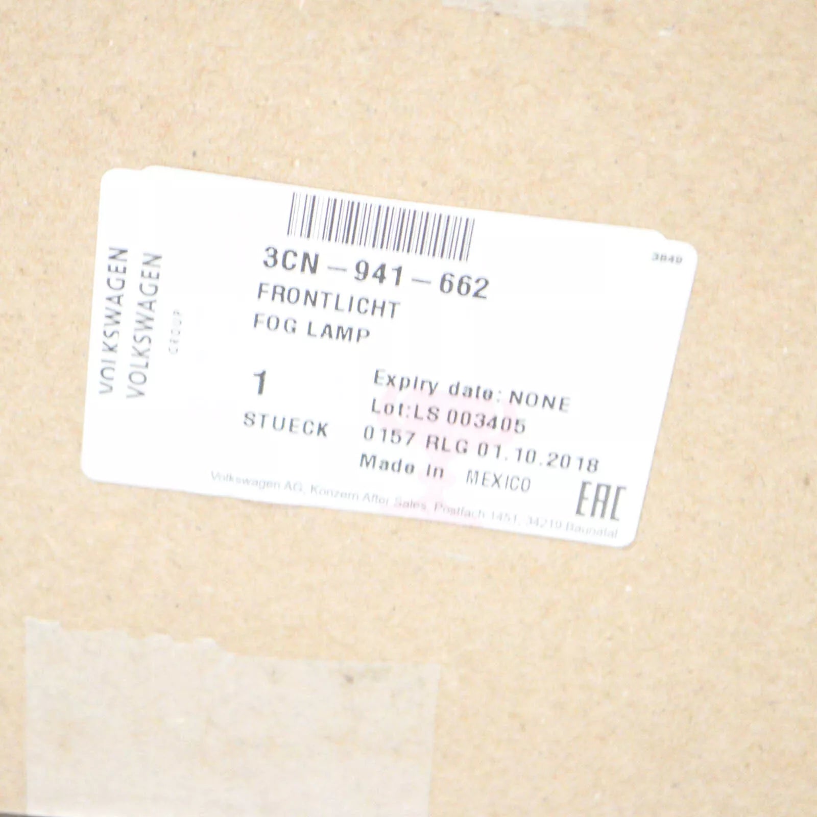 NEW VOLKSWAGEN ATLAS FRONT RIGHT FOG LIGHT 3CN941662