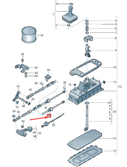 new volkswagen tiguan ad1 gear shifting mechanism cable 5qa711266c original