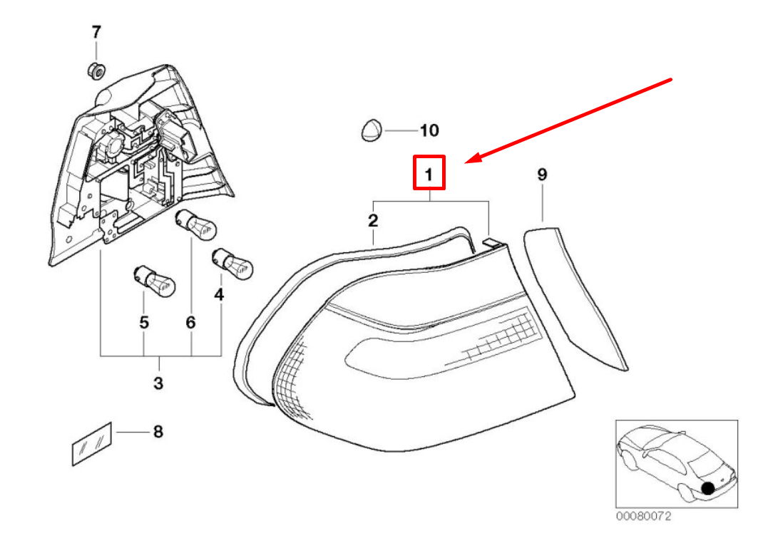 new bmw 3 cabrio e46 rear left taillight 63218375801 8375801 original