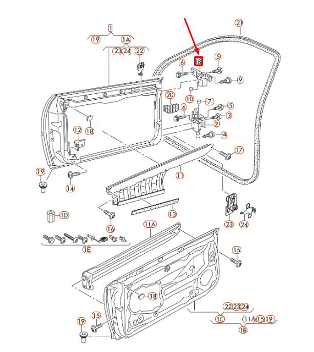 NEW AUDI A3 8P FRONT LEFT DOOR UPPER HINGE 8E0831401B ORIGINAL