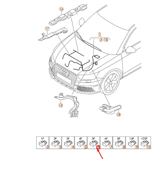 NEW AUDI A1 MK1 COOLANT REGULATOR FLAT CONTACT HOUSING 5 PIN 4F0973705 ORIGINAL