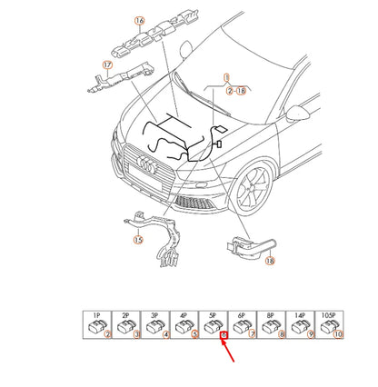 NEW AUDI A1 MK1 COOLANT REGULATOR FLAT CONTACT HOUSING 5 PIN 4F0973705 ORIGINAL