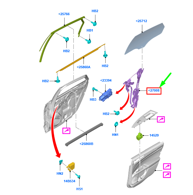 new ford mondeo mk5 rear right door window regulator 2017019 original