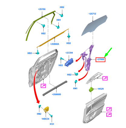 new ford mondeo mk5 rear right door window regulator 2017019 original
