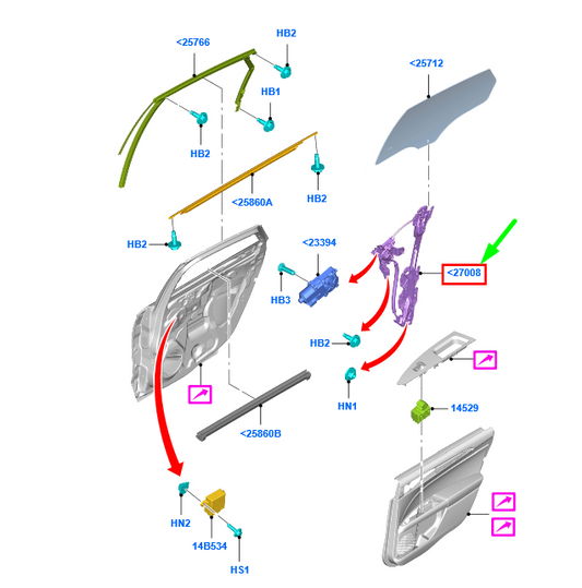 new ford mondeo mk5 rear right door window regulator 2017019 original