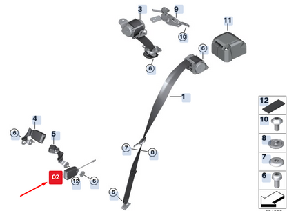 new bmw x2 f39 rear right seat belt buckle 72117378262 7378262 original