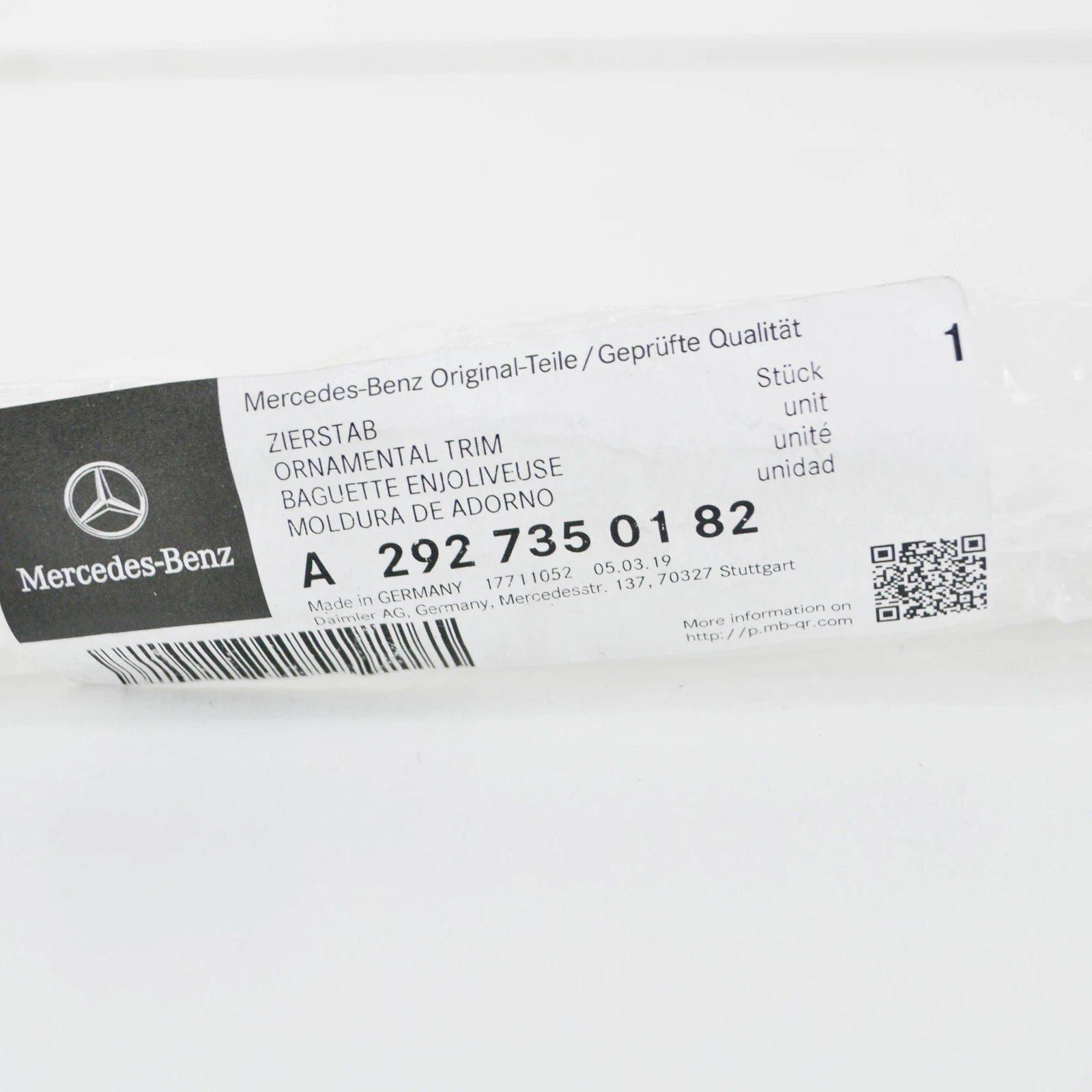 NEW MERCEDES-BENZ GLE C292 REAR LEFT DOOR TOP TRIM BAR A2927350182
