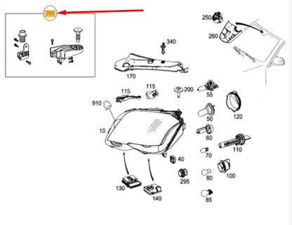 NEW MB GLK X204 RIGHT HEADLIGHT BRACKET REPAIR KIT A2048201414 ORIGINAL