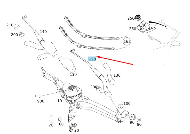 NEW MERCEDES-BENZ C W204 FRONT RIGHT WIPER ARM RHD A2048202044 ORIGINAL