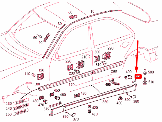 NEW MERCEDES-BENZ E W210 REAR RIGHT DOOR SILL PANEL COVER A2106987430 ORIGINAL