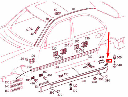 NEW MERCEDES-BENZ E W210 REAR RIGHT DOOR SILL PANEL COVER A2106987430 ORIGINAL