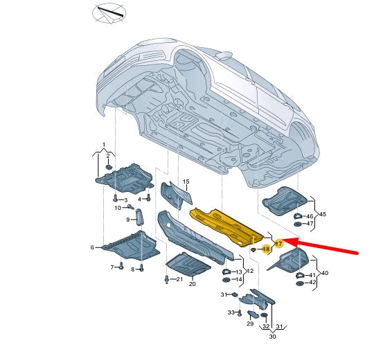NEW VW TOURAN 5T FUEL RESERVOIR LEFT UNDERBODY TRIM 5QA825189A ORIGINAL