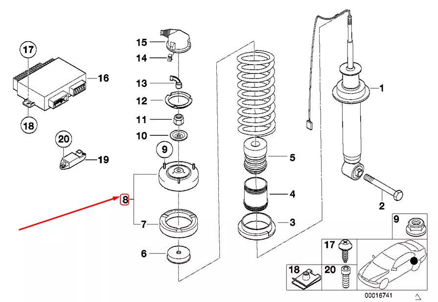 NEW BMW 7 E38 REAR SPRING STRUT GUIDE SUPPORT 33521090309 1090309 ORIGINAL