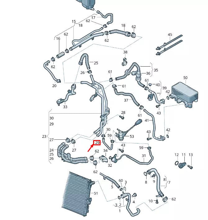 NEW VW TOUAREG 7P MK2 COOLANT HOSE 7P6121096D