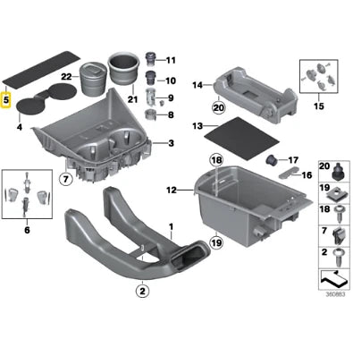 NEW BMW X4 F26 CENTER CONSOLE ODDMENTS TRAY RUBBER INSERT 51169309050 ORIGINAL