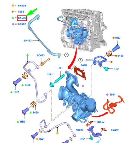new ford focus mk3 c346 turbo water inlet tube 2031210 ag9g-8a506-bc original